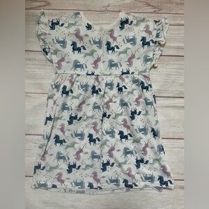 Old Navy 3T Unicorn Print Flutter Sleeve Dress - White with Navy, Lavender, Sage